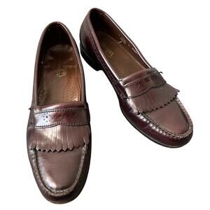 Bostonian Loafers Mens 11 Leather Oxblood Burgundy Made In USA Dress Shoes